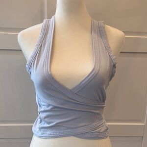 Lululemon Sky Blue Pilates Crop Cross Tie Top